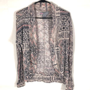 Mad Design Cardigan Womens XS Black White Southwestern Aztec Chevron